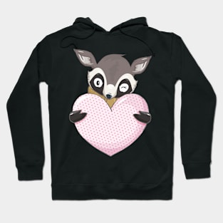 Valentine Heart with Cute Funny Racoon Hoodie